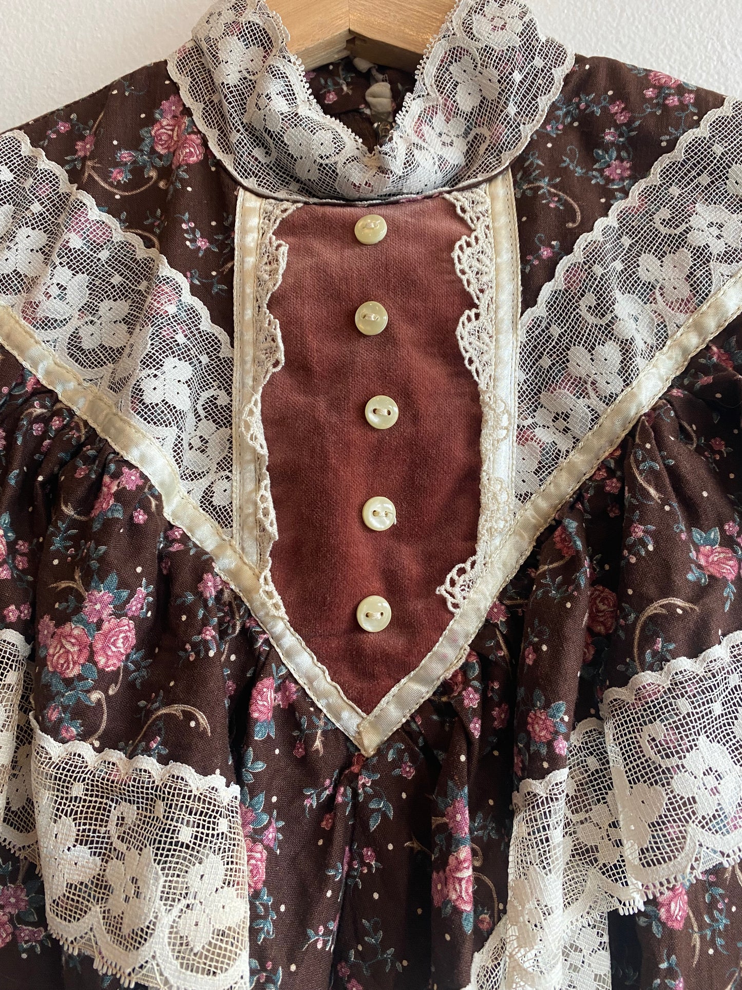 Vintage 70's Gunne Sax Brown Floral Dress - La Lovely Vintage 