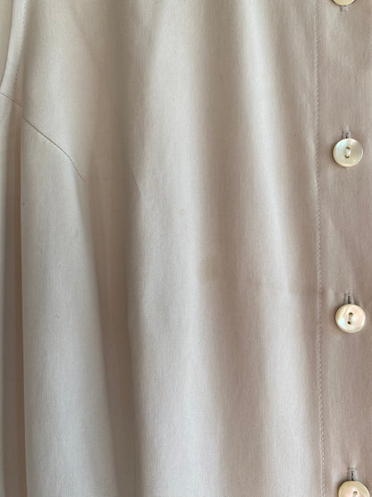 Vintage 90's Bone White Button-Down Silk Maxi Dress