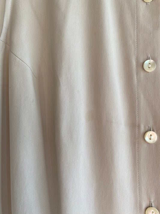 Vintage 90's Bone White Button-Down Silk Maxi Dress