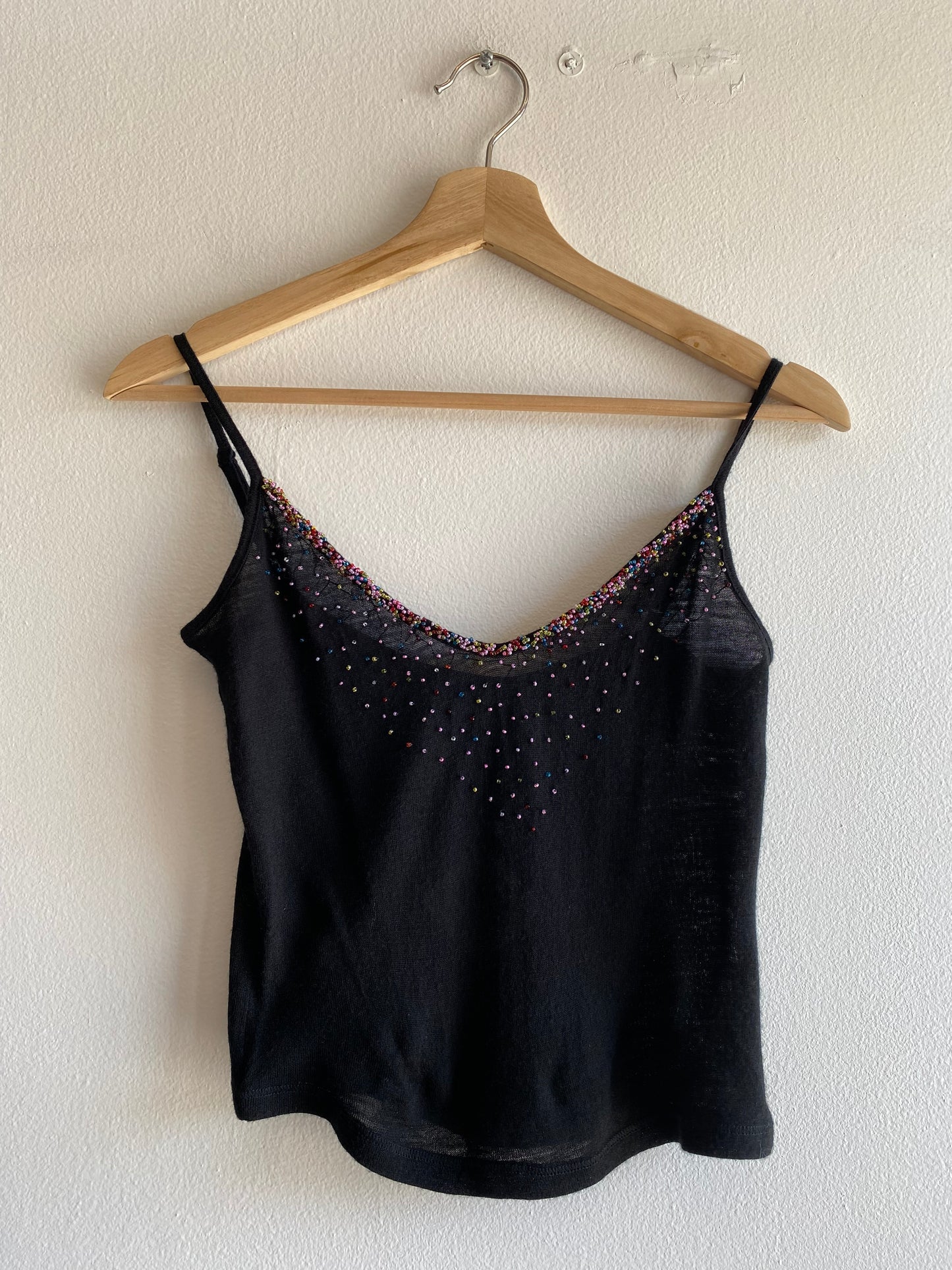 Vintage Y2K black beaded wool tank - La Lovely Vintage 