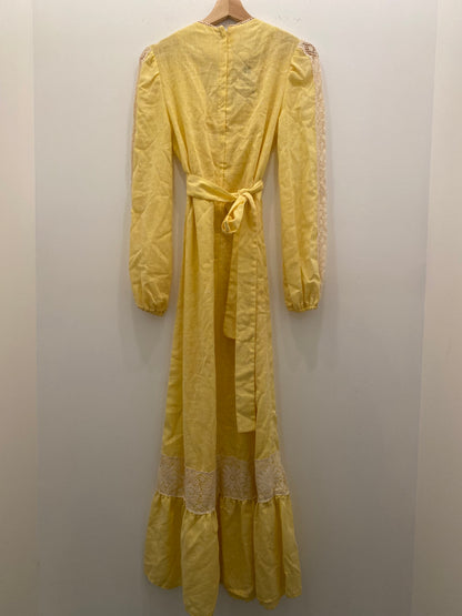 Vintage 70's Butter Yellow Prairie Dress