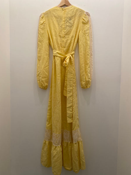 Vintage 70's Butter Yellow Prairie Dress