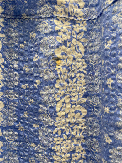 Vintage 50's Blue Floral Maxi Bed Coat Dress - La Lovely Vintage 