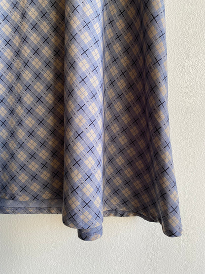 Vintage 90's Norton McNaughton Blue Plaid Midi Skirt