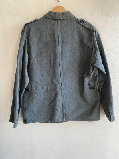 Vintage 1950’s Swiss Salt and Pepper Denim Military Shirt