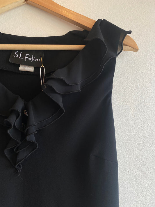 Vintage 90's S.L. Fashions Black Ruffle Dress - La Lovely Vintage 