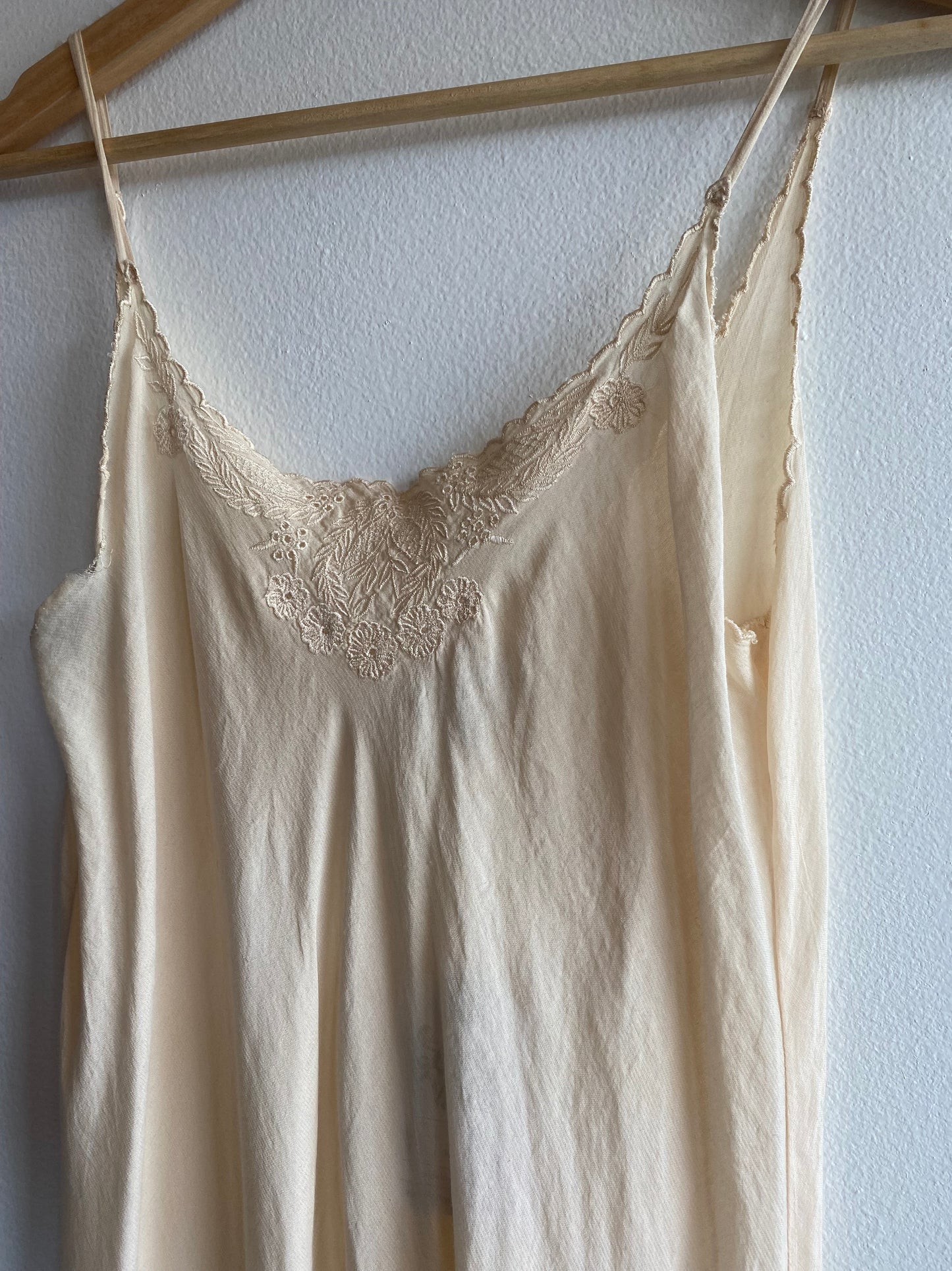 Vintage 90's Off-White Sheer Cotton Maxi Slip Dress