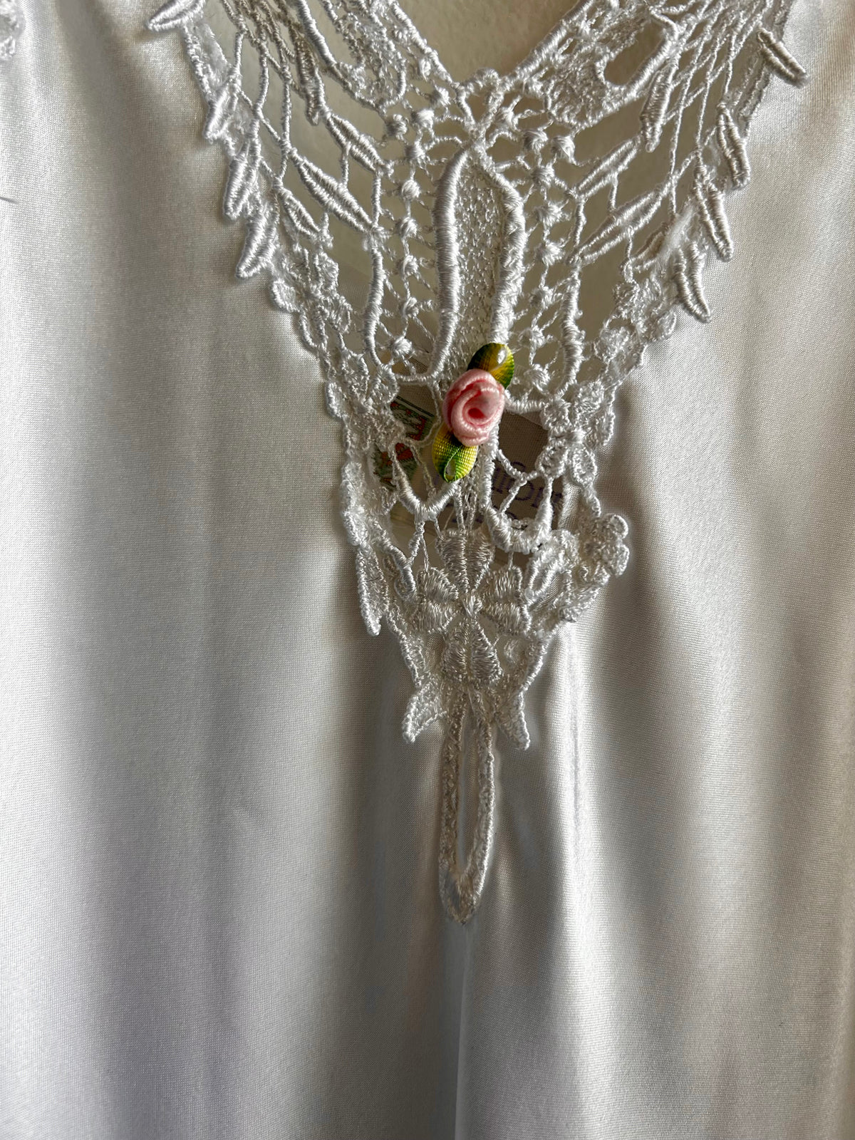 80s white stain drop waist slip dress - La Lovely Vintage 