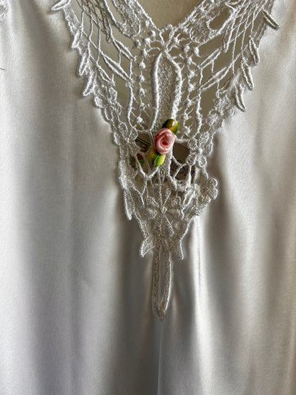 80s white stain drop waist slip dress - La Lovely Vintage 