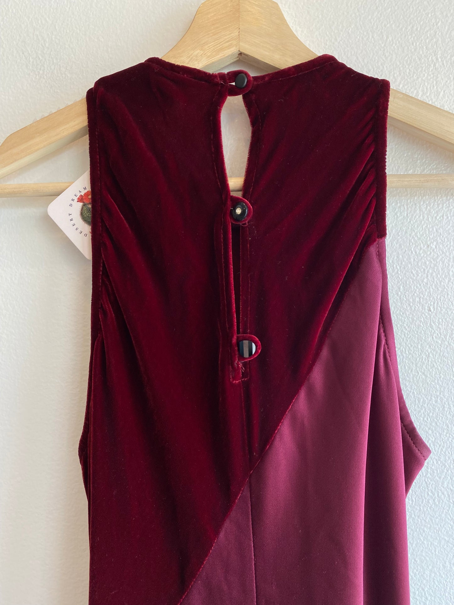 Vintage 90's Red Satin & Velvet Floor Length Dress