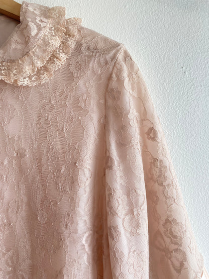 Vintage 60's Peter Pan Collar Lace Bed Coat - La Lovely Vintage 