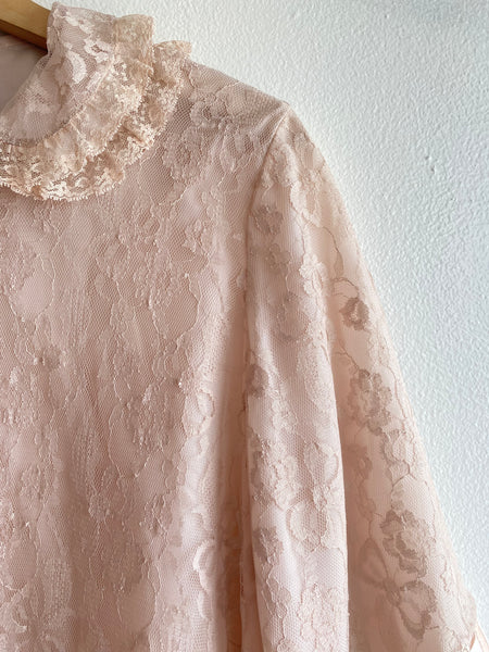 Vintage 60's Peter Pan Collar Lace Bed Coat - La Lovely Vintage 
