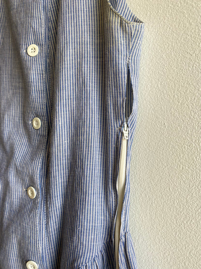 Vintage 90's Laura Ashley Blue Striped Sleeveless Maxi Dress - La Lovely Vintage 