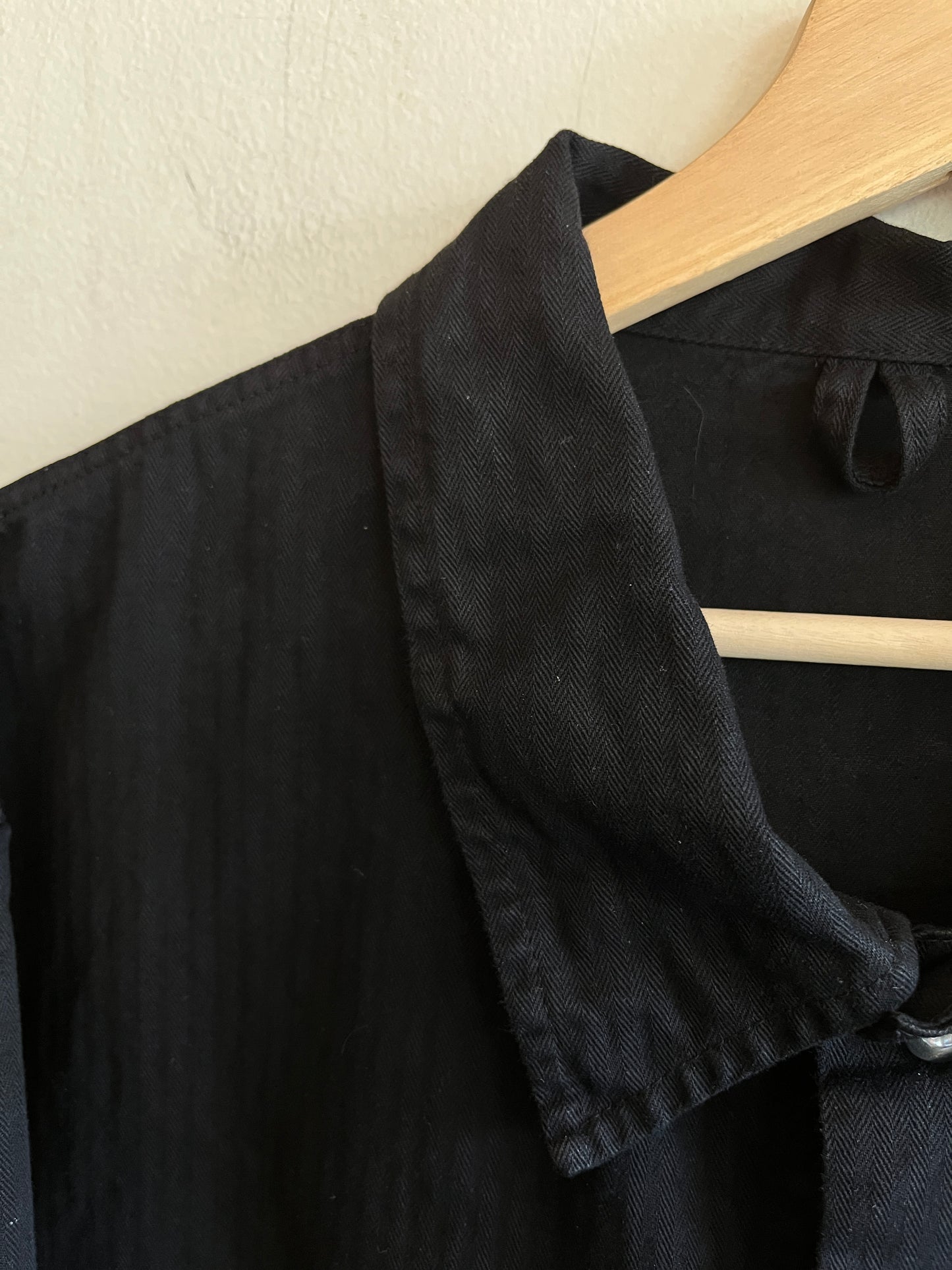 Vintage 1970’s Black Herringbone Twill French Chore Coat