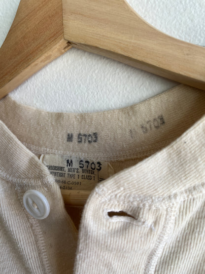 Vintage 1960’s Military Issue 2-Button Henley Thermal Shirt