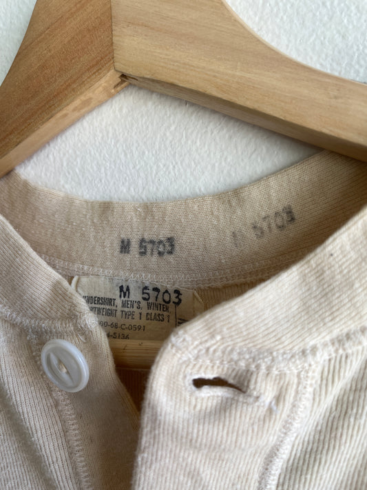 Vintage 1960’s Military Issue 2-Button Henley Thermal Shirt