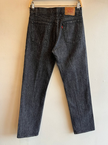 Vintage 1980's Levi’s 701 Black Pinstripe Denim Jeans