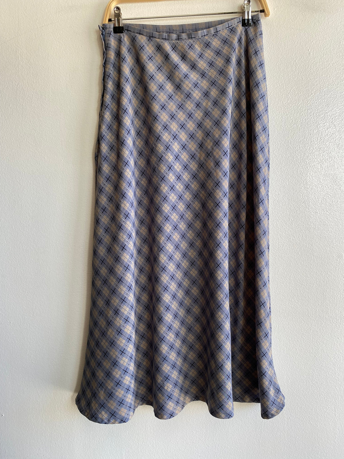 Vintage 90's Norton McNaughton Blue Plaid Midi Skirt