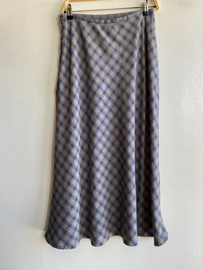 Vintage 90's Norton McNaughton Blue Plaid Midi Skirt