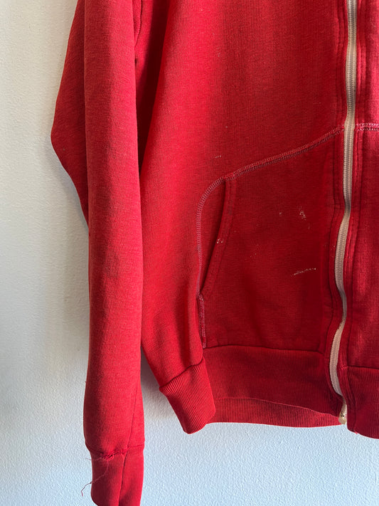 Vintage 1970’s Red Hooded Zip-Up Sweatshirt - La Lovely Vintage 