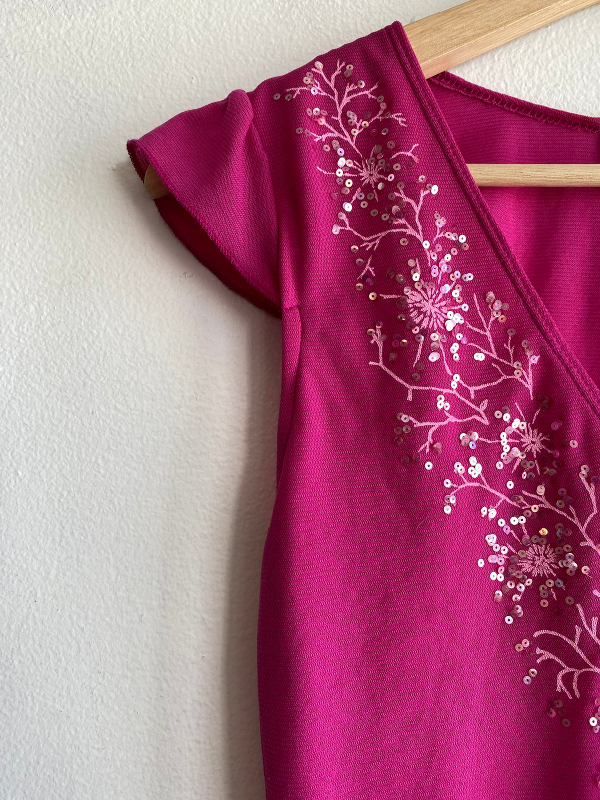 Vintage Ally B. Y2K Hot Pink Sequin Mesh Blouse