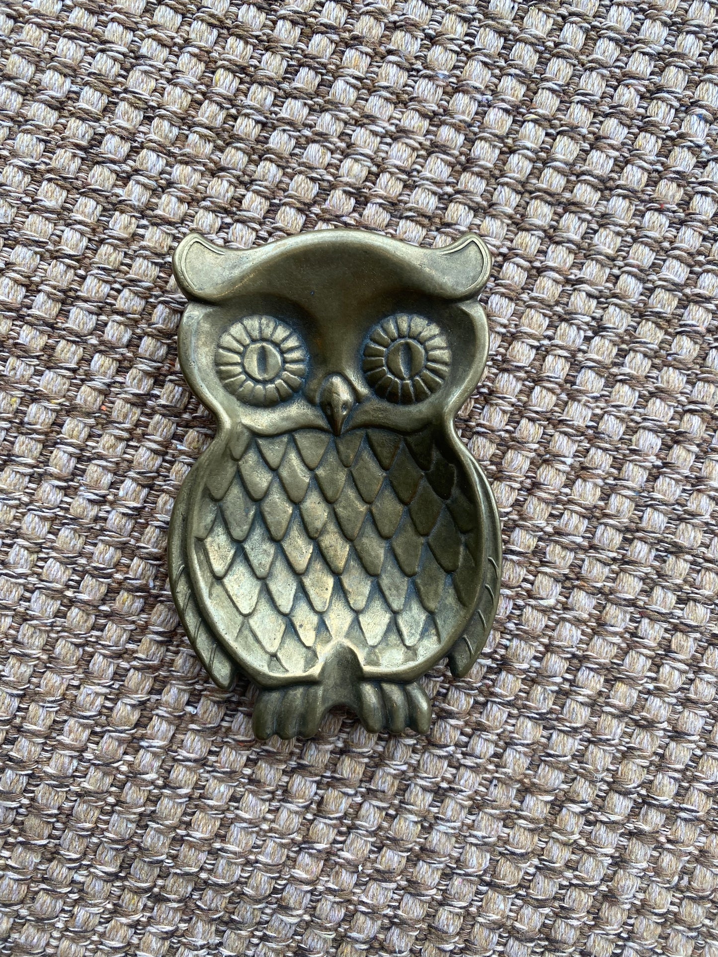 Vintage Brass Owl Trinket Tray
