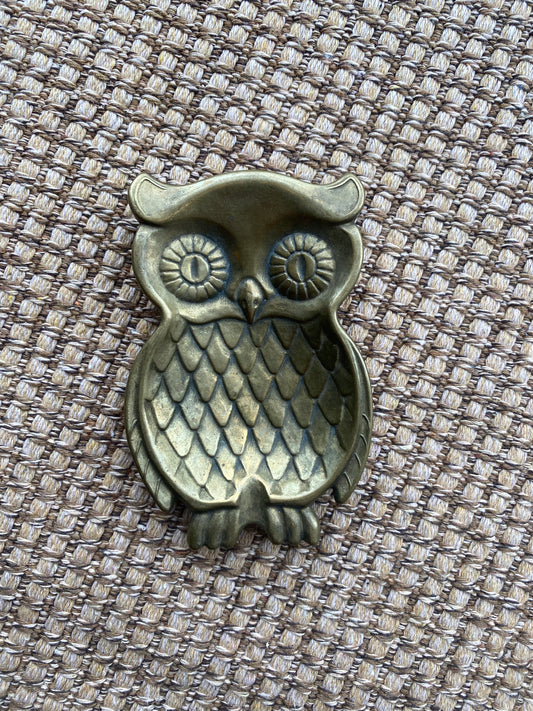 Vintage Brass Owl Trinket Tray