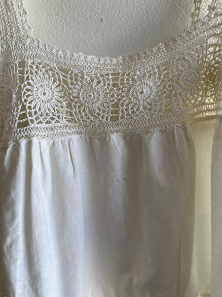 Antique Edwardian White Cotton & Crochet Camisole