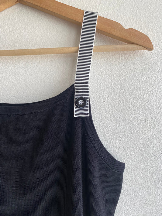 Vintage 90's Roth LeCover California Black Button Strap Tank Top - La Lovely Vintage 