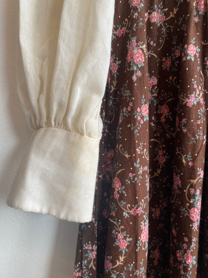 Vintage 70's Gunne Sax Brown Floral Dress - La Lovely Vintage 