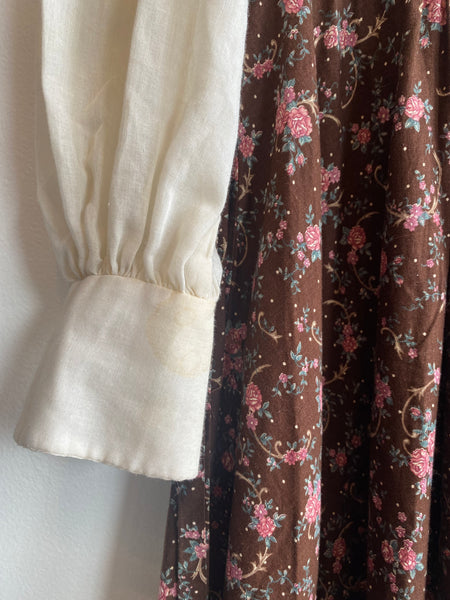 Vintage 70's Gunne Sax Brown Floral Dress