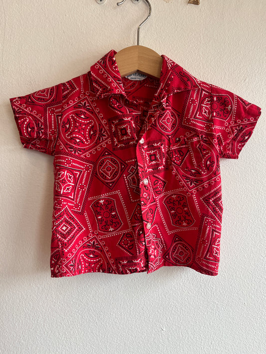 Vintage 1950’s Kids Bandana Print Button-Up Shirt