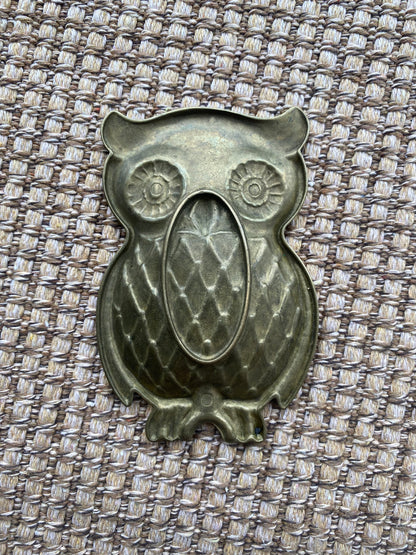 Vintage Brass Owl Trinket Tray
