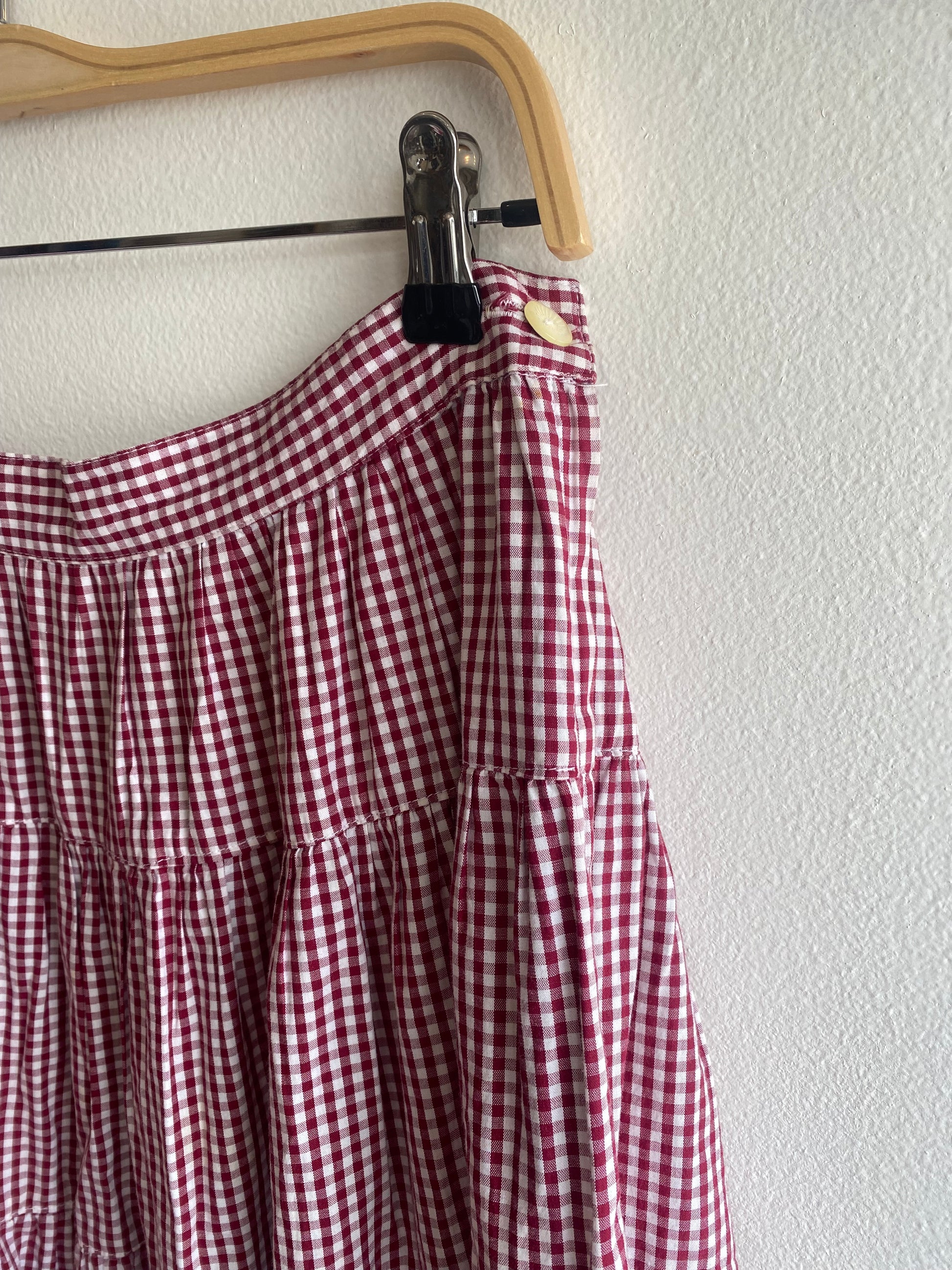 Vintage 1970’s Gingham Side Zip Midi Skirt - La Lovely Vintage 