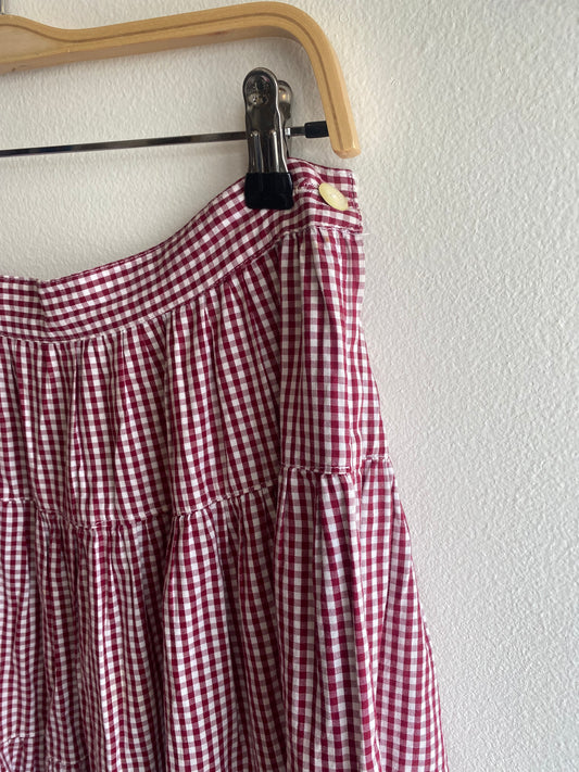 Vintage 1970’s Gingham Side Zip Midi Skirt - La Lovely Vintage 
