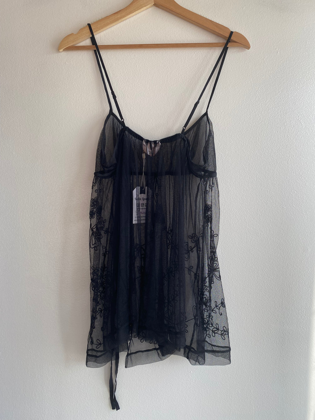 Vintage Y2K Victoria's Secret Embroidered Black Mesh Slip