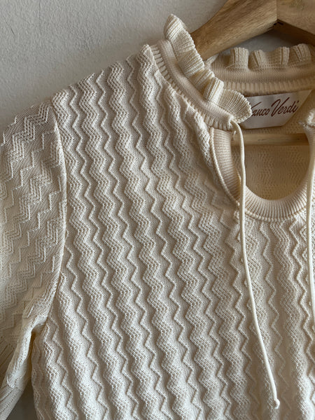Vintage 1980’s Short Sleeve Tie-Neck Sweater