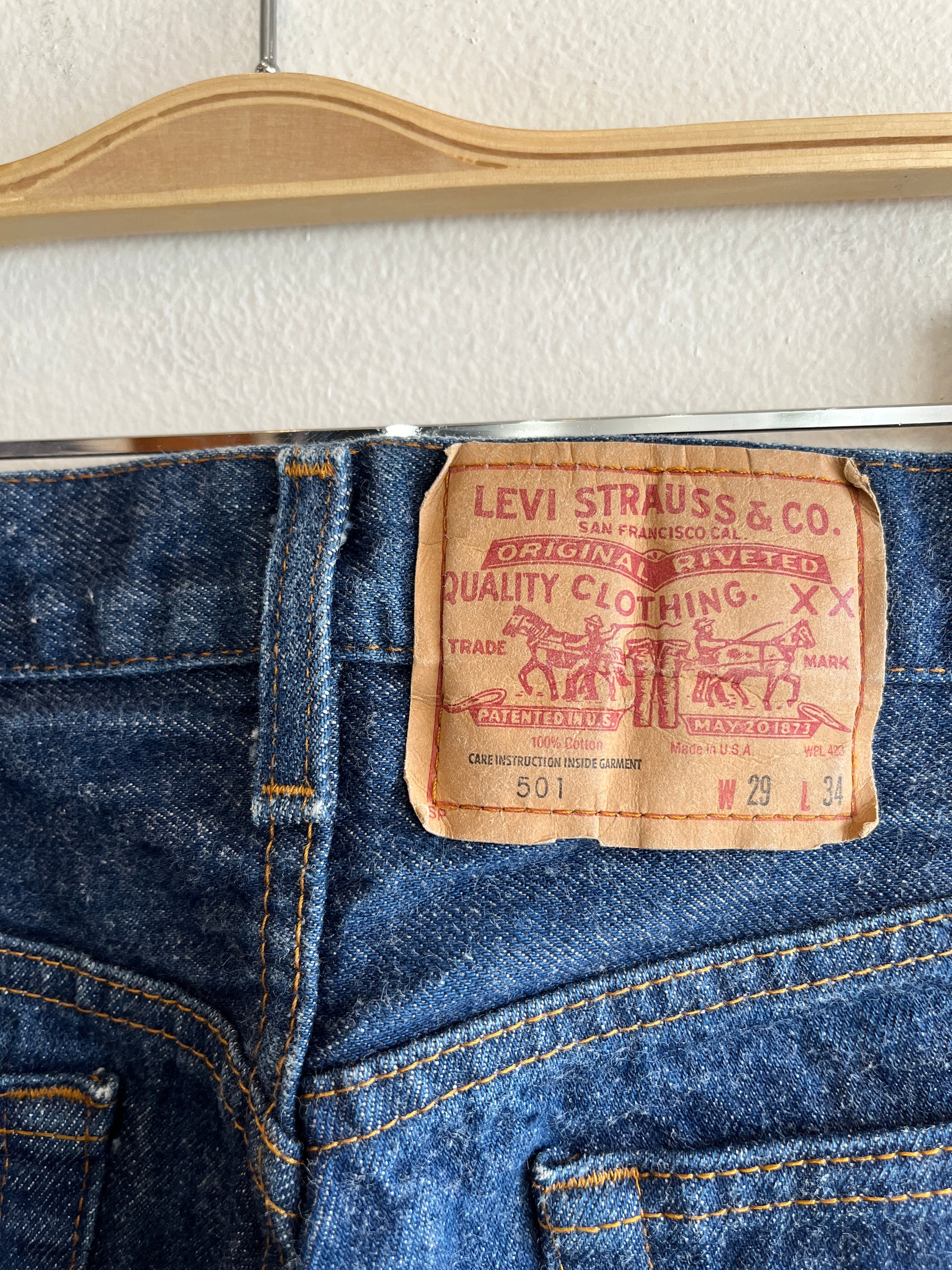 Jeans Levi's 501 Vintage Années 70 - Taille 34x30 - Selvedge, Boutons Mouche - Occasion Très Bon état