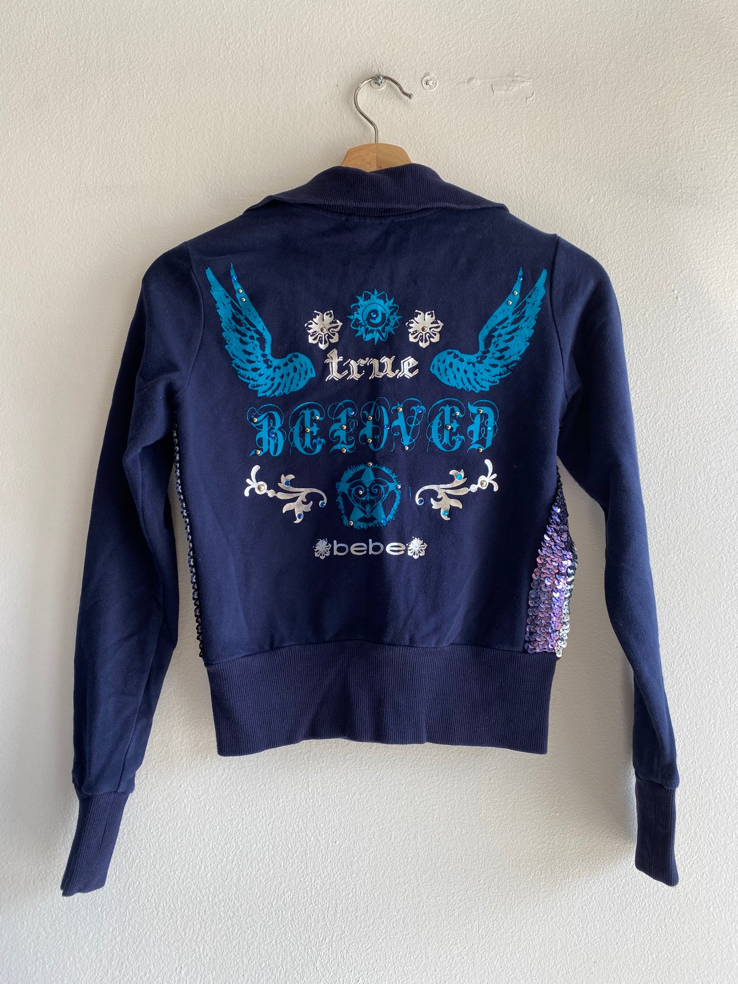 Vintage Y2K navy blue BEBE sweatshirt - La Lovely Vintage 