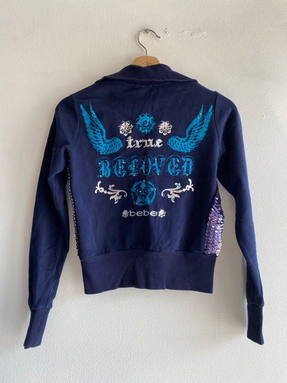 Vintage Y2K navy blue BEBE sweatshirt - La Lovely Vintage 