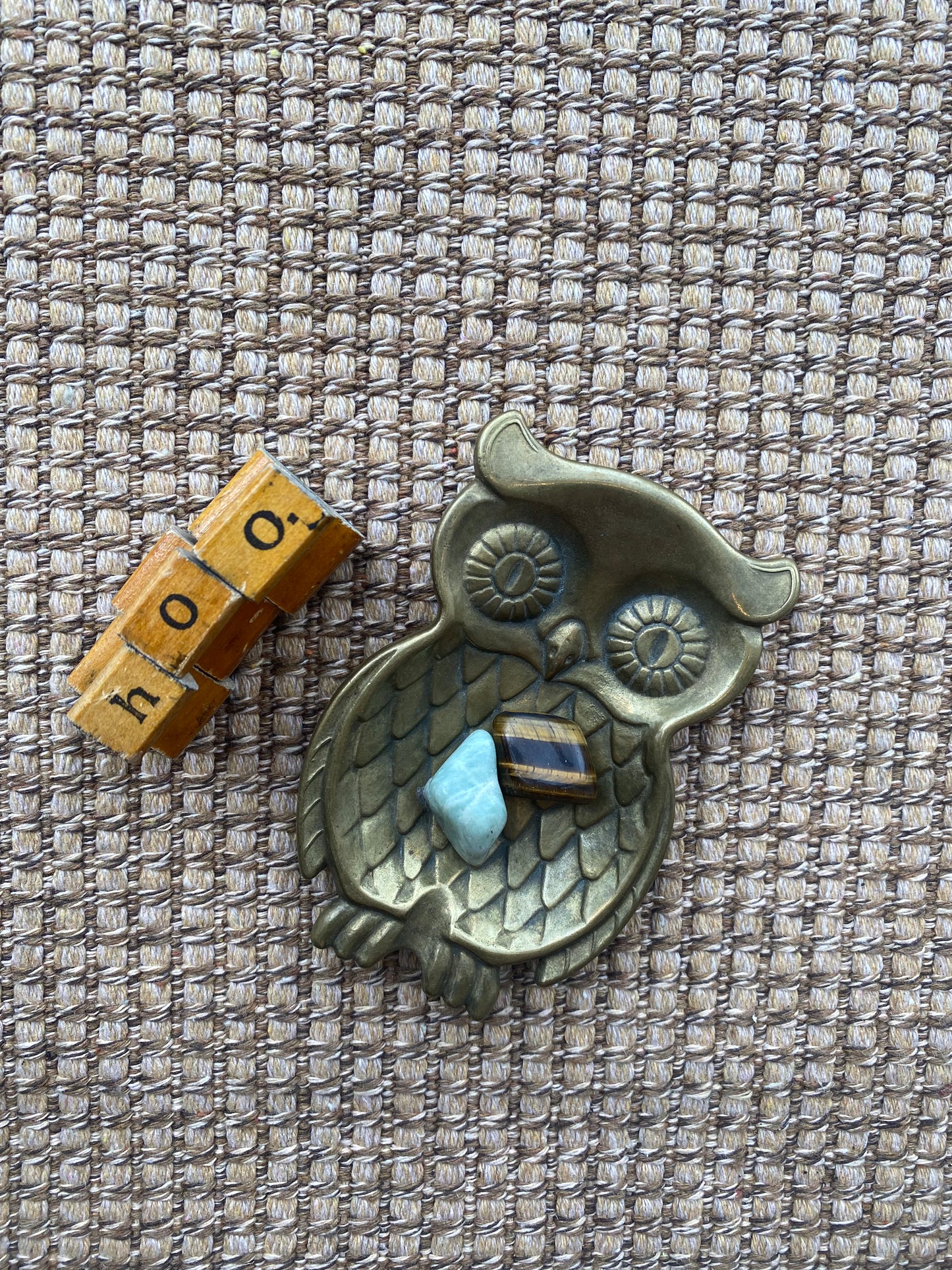 Vintage Brass Owl Trinket Tray