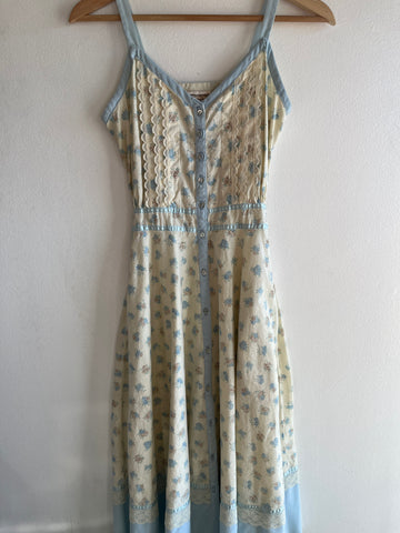 Vintage 1970’s Gunne Sax Sleeveless Floral Prarie Dress