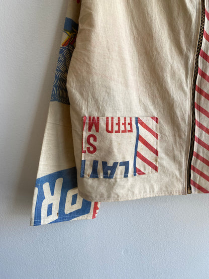 Double Down Vintage - Handmade Zip-Up Feed Sack Jacket