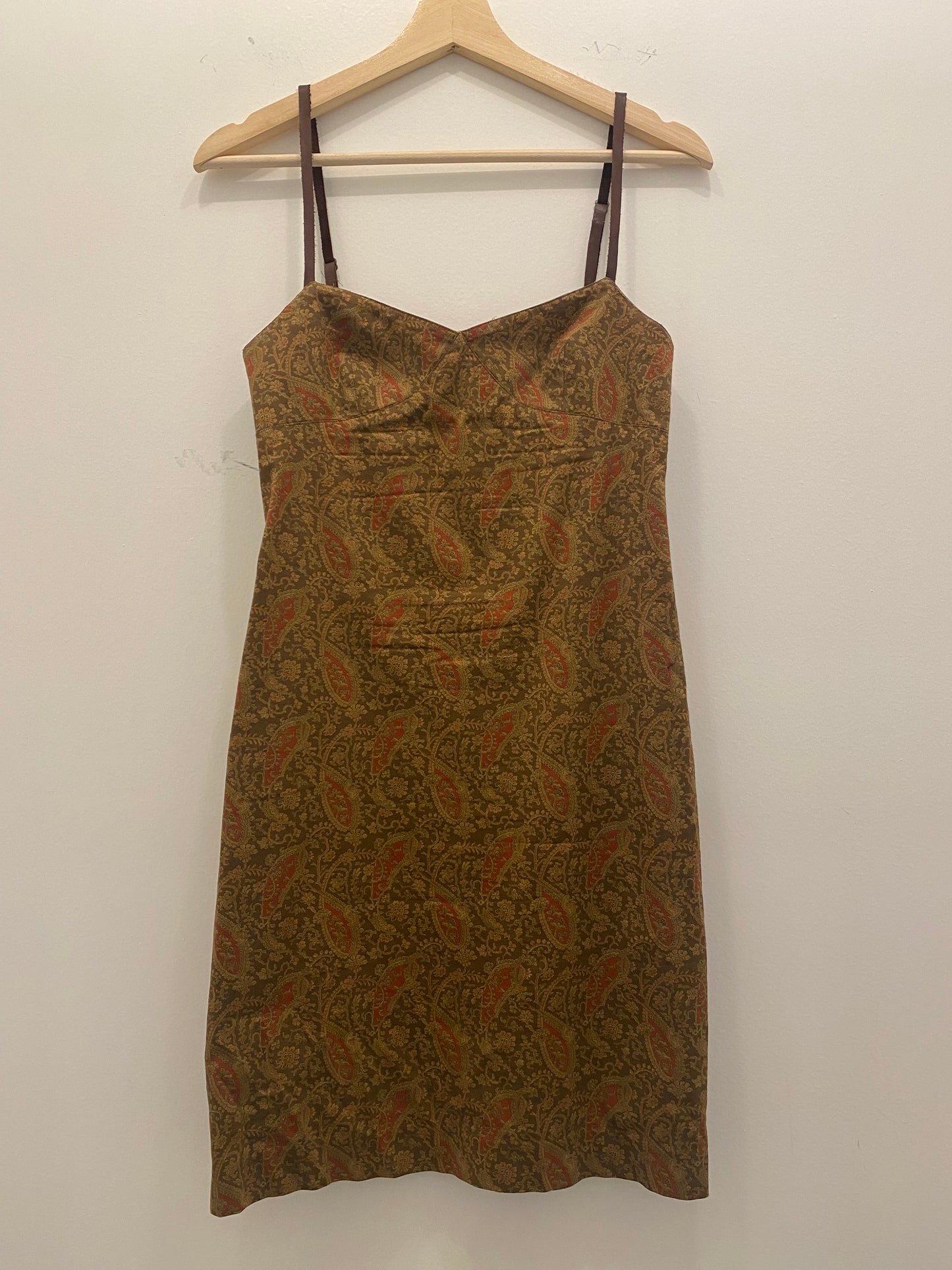 Vintage 90's Ralph Lauren Brown Paisley Mini Dress