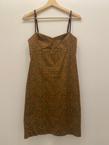 Vintage 90's Ralph Lauren Brown Paisley Mini Dress