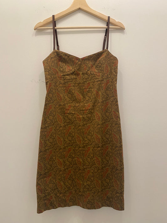 Vintage 90's Ralph Lauren Brown Paisley Mini Dress