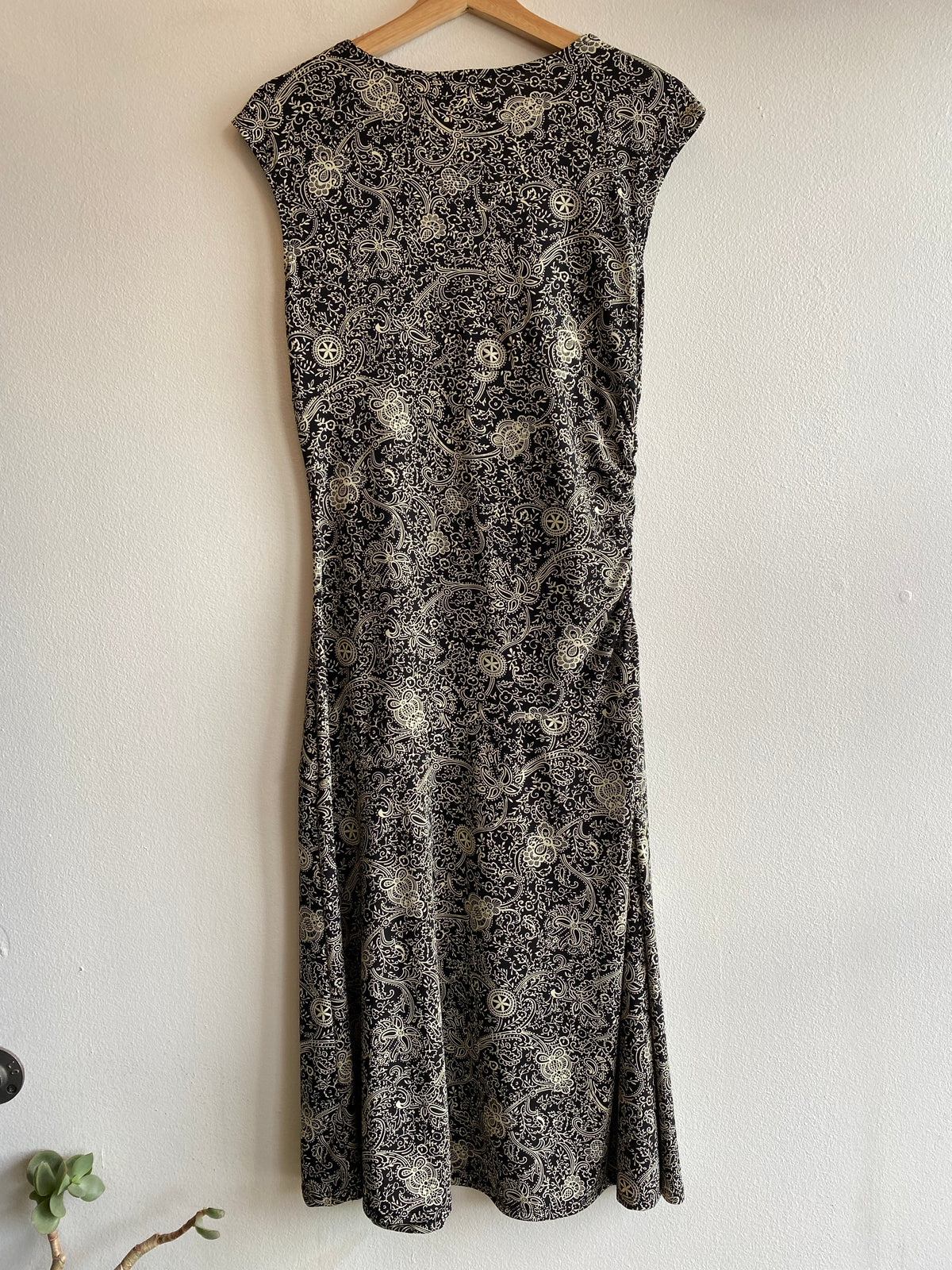 Vintage 90's IZ Byer California Black & White Paisley Midi Dress