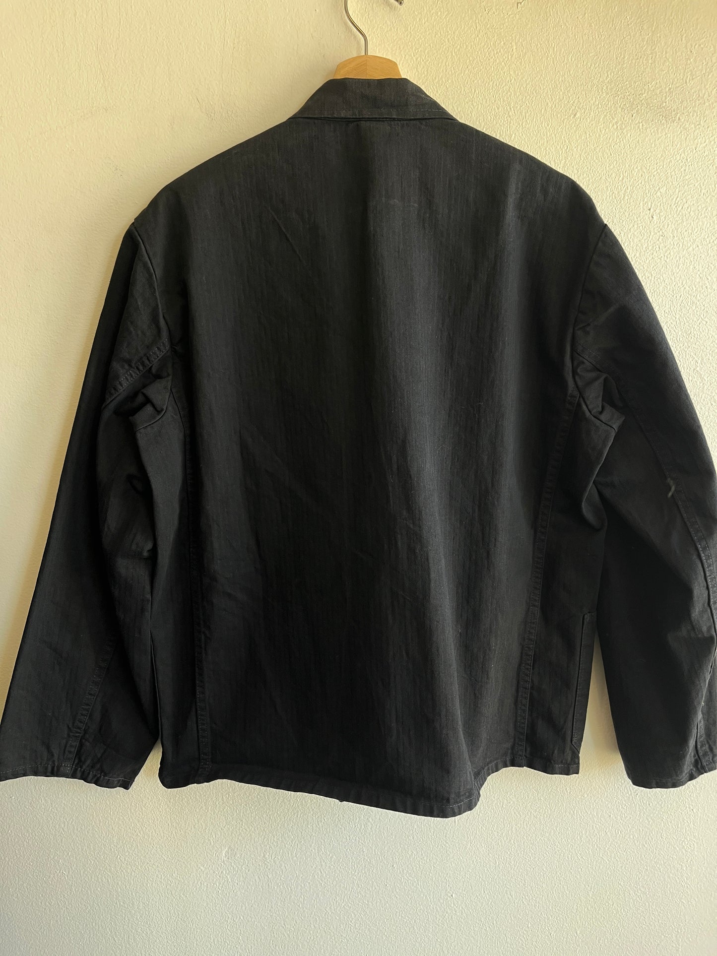 Vintage 1970’s Black Herringbone Twill French Chore Coat