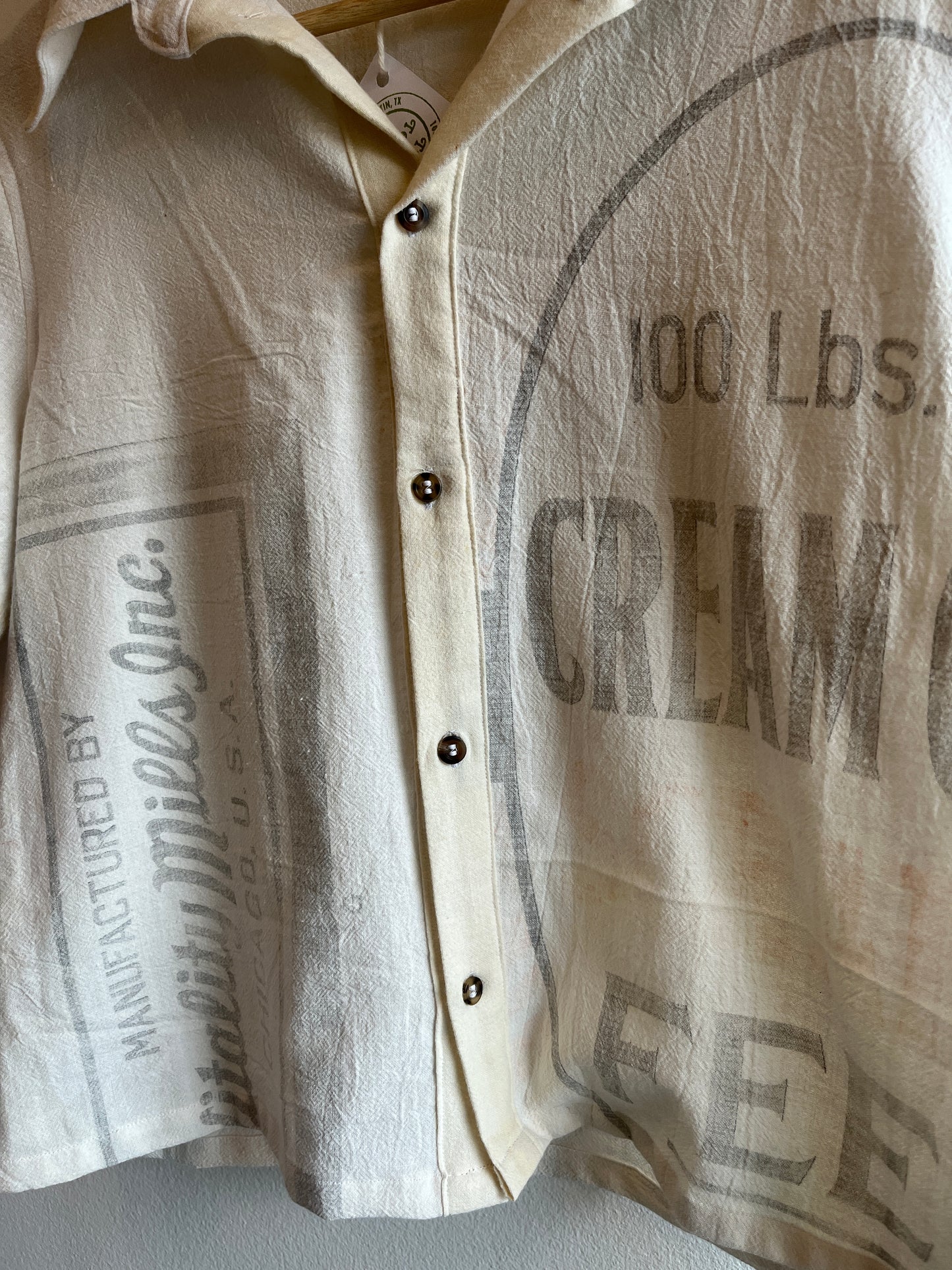 Trash Textiles - Handmade Antique Feedsack Button-Up Shirt