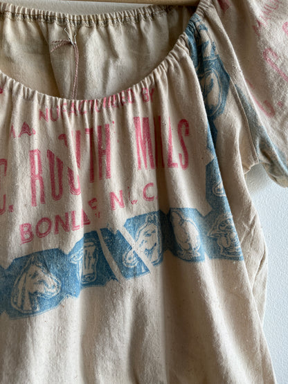 Trash Textiles - Handmade Antique Feedsack Blouse/Shirt